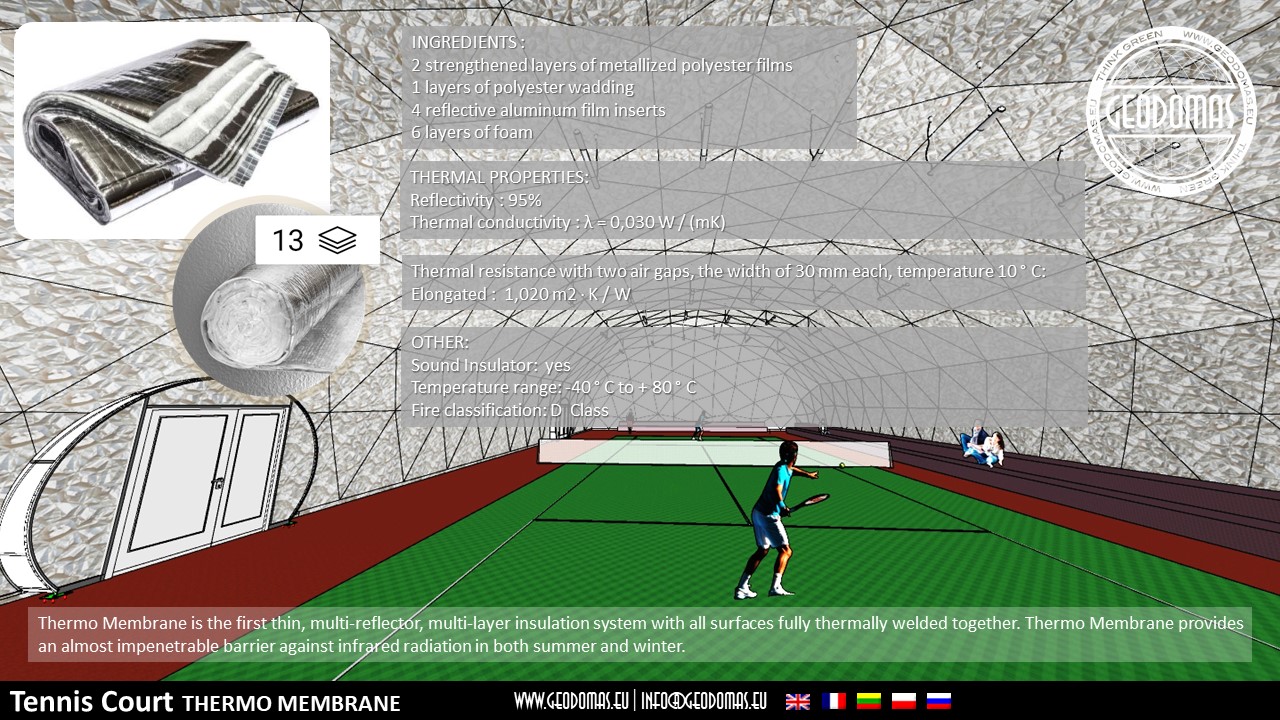 648m2 Tennis Court Dome Roof 36x18x7.4m | Glamping for Sport