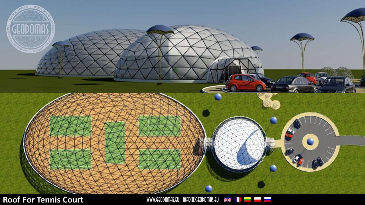 648m2 Tennis Court Dome Roof 36x18x7.4m | Glamping for Sport