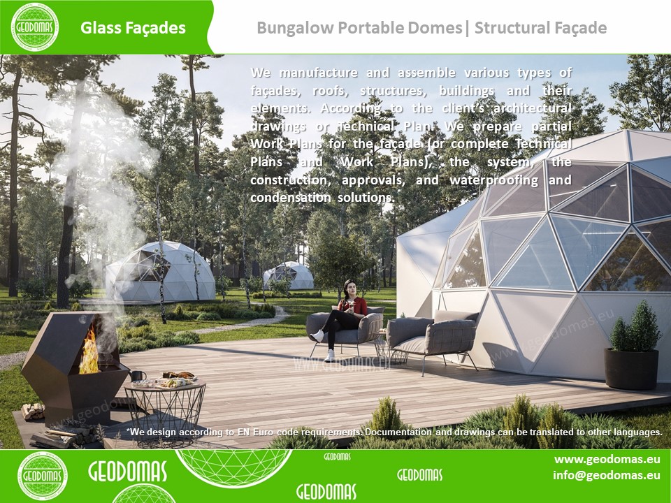 30m2 Ø6m Mobilus Namelis | Apšiltintas kupolas su stiklofasadu
