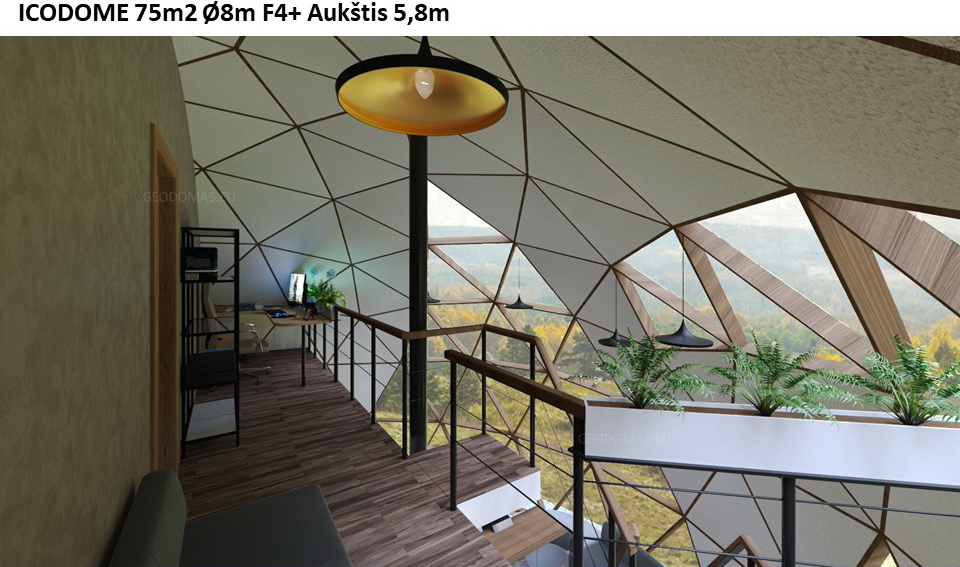 75m2 Family Geodesic House Ø8m Height 5,8m