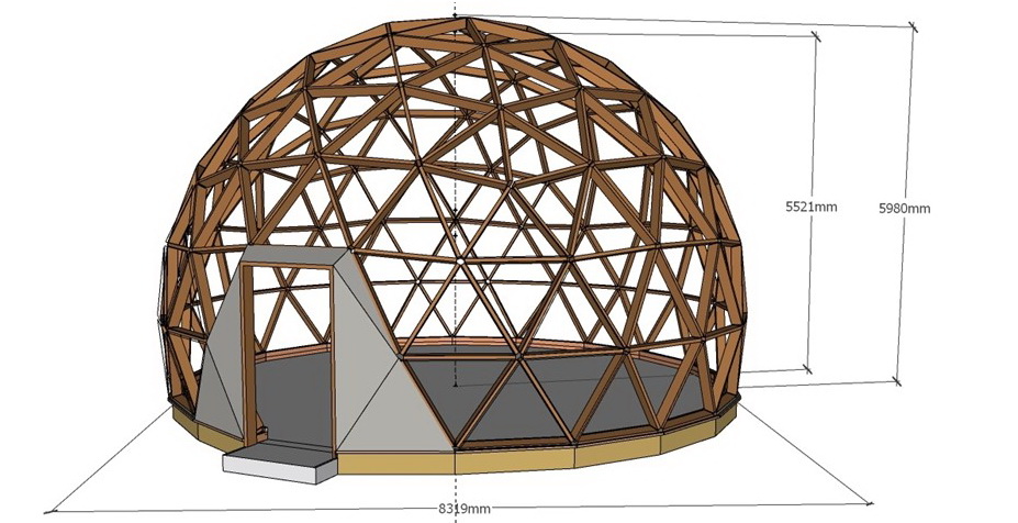 75m2 Family Geodesic House Ø8m Height 5,8m