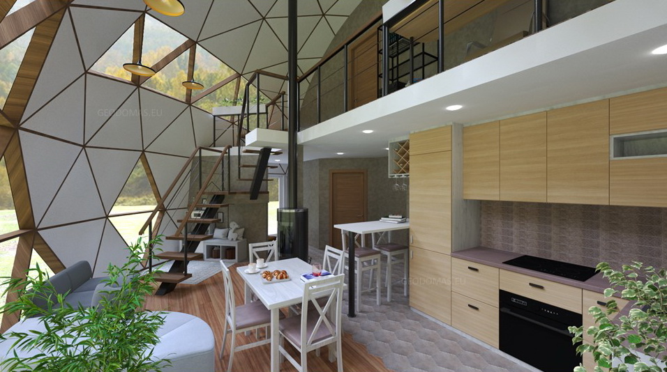 75m2 Family Geodesic House Ø8m Height 5,8m