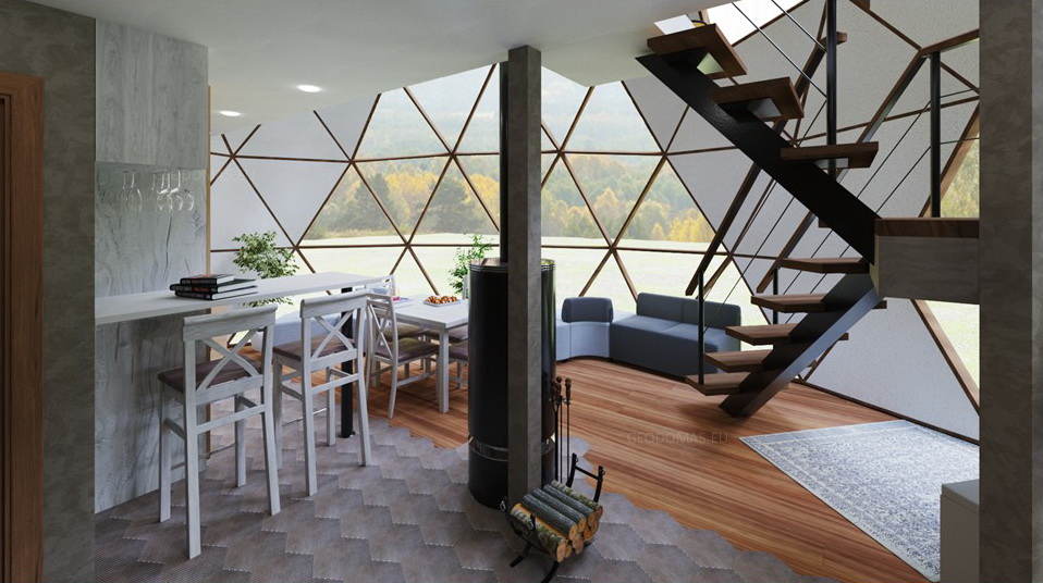 75m2 Family Geodesic House Ø8m Height 5,8m