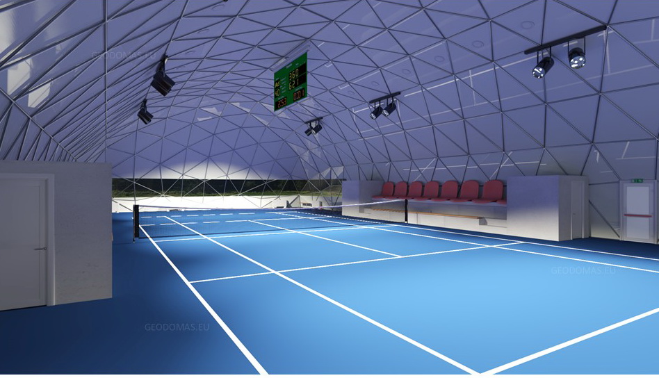 648m2 Tennis Court Dome Roof 36x18x7.4m | Glamping for Sport