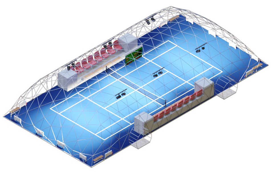 648m2 Tennis Court Dome Roof 36x18x7.4m | Glamping for Sport