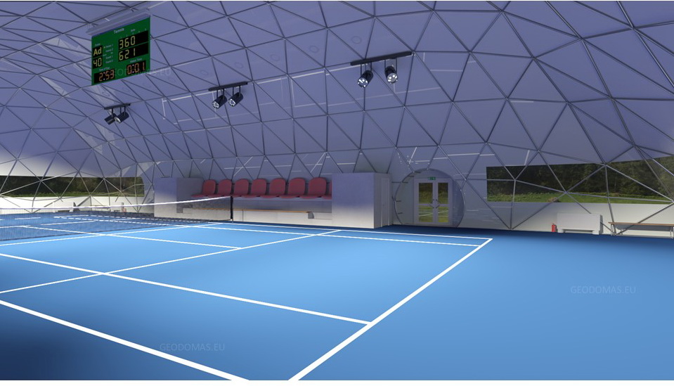 648m2 Tennis Court Dome Roof 36x18x7.4m | Glamping for Sport