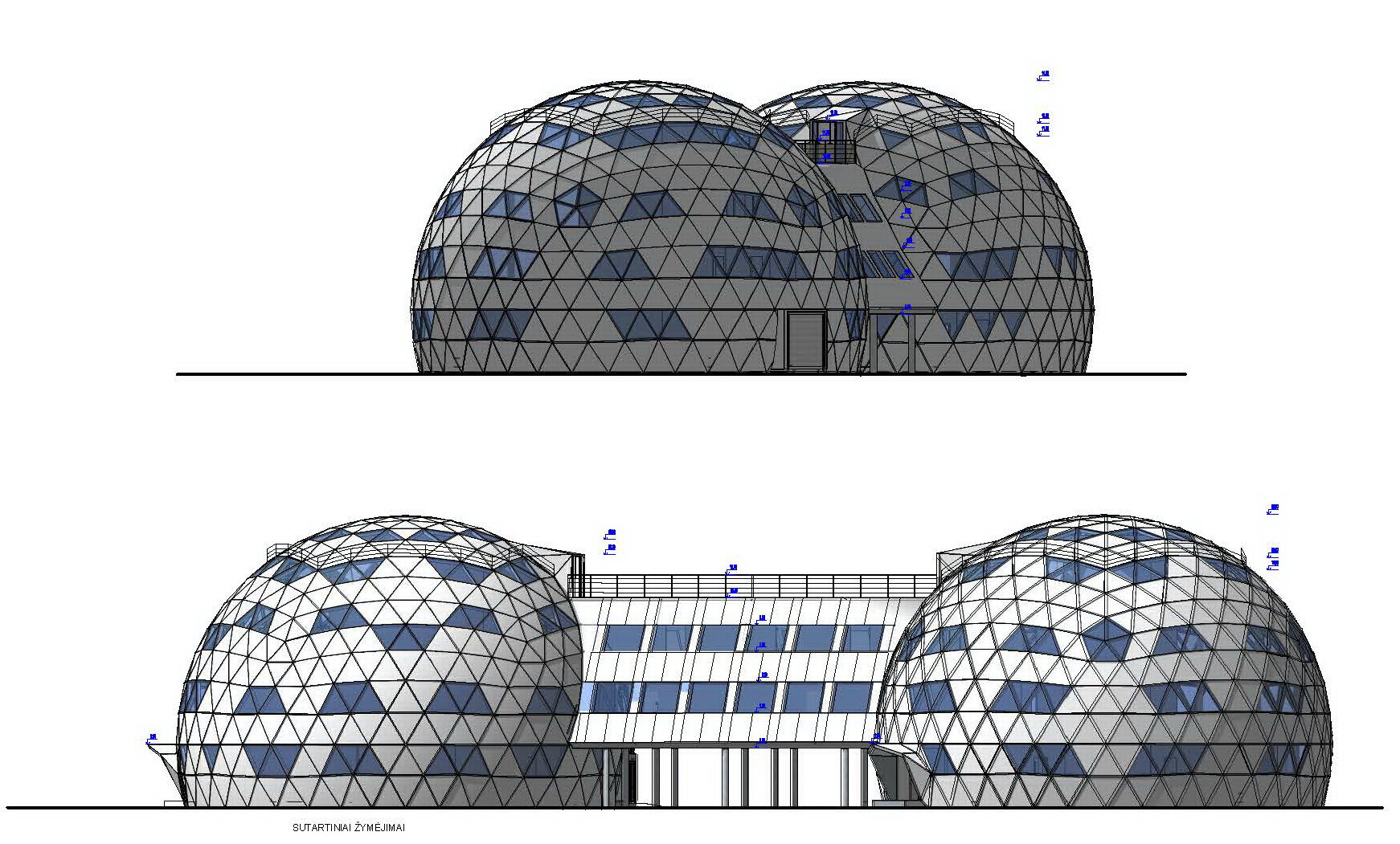 2500m2 Autonominis Mokslo ir Inovacijų Kupolinis kompleksas | Dvejų Korpusų Centras
