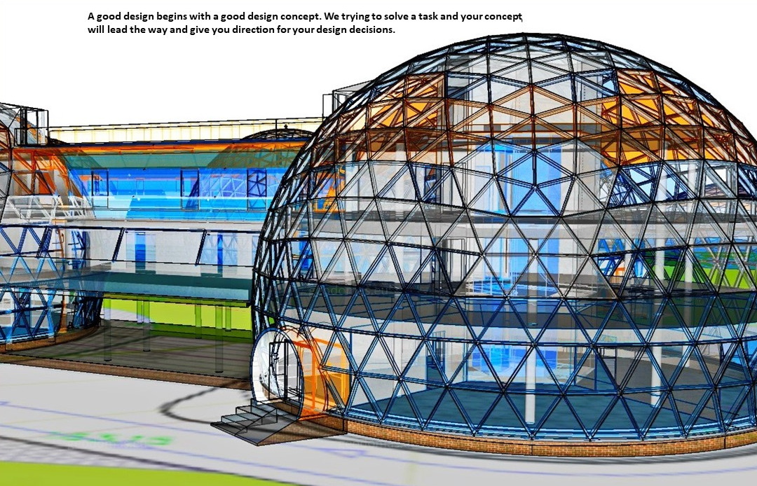 2500m2 Autonominis Mokslo ir Inovacijų Kupolinis kompleksas | Dvejų Korpusų Centras