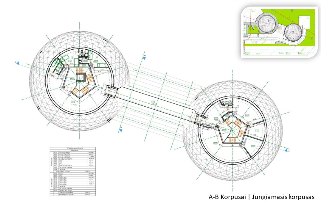 2500m2 Autonominis Mokslo ir Inovacijų Kupolinis kompleksas | Dvejų Korpusų Centras