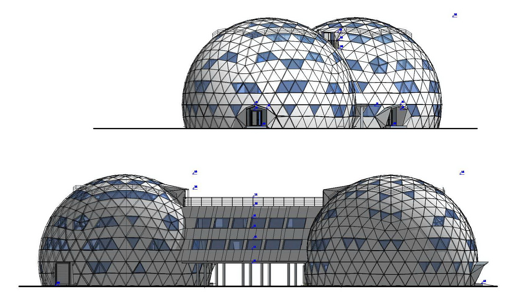 2500m2 Autonominis Mokslo ir Inovacijų Kupolinis kompleksas | Dvejų Korpusų Centras