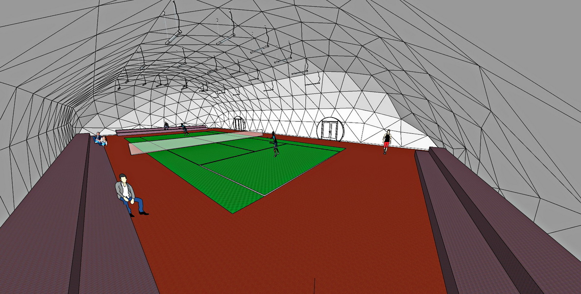 648m2 Tennis Court Dome Roof 36x18x7.4m | Glamping for Sport