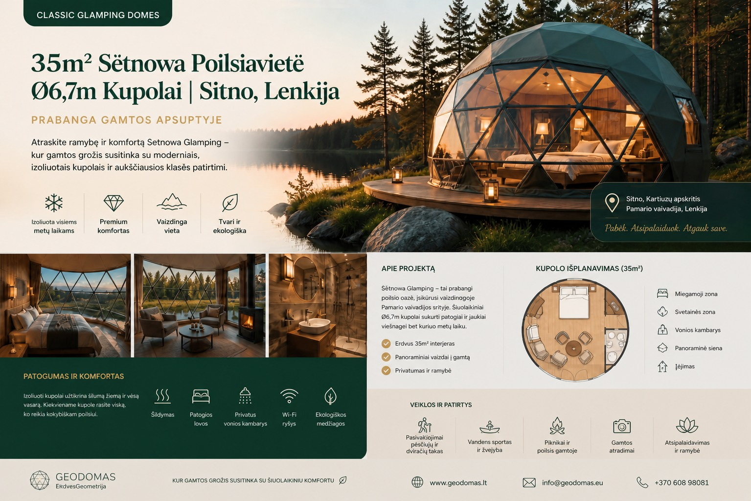 Glamping Apšiltinti kupolai | Privačiam ir Verslo Sektoriui | Daugiasluoksnė Membraninė Sieną | Naujovė !!!