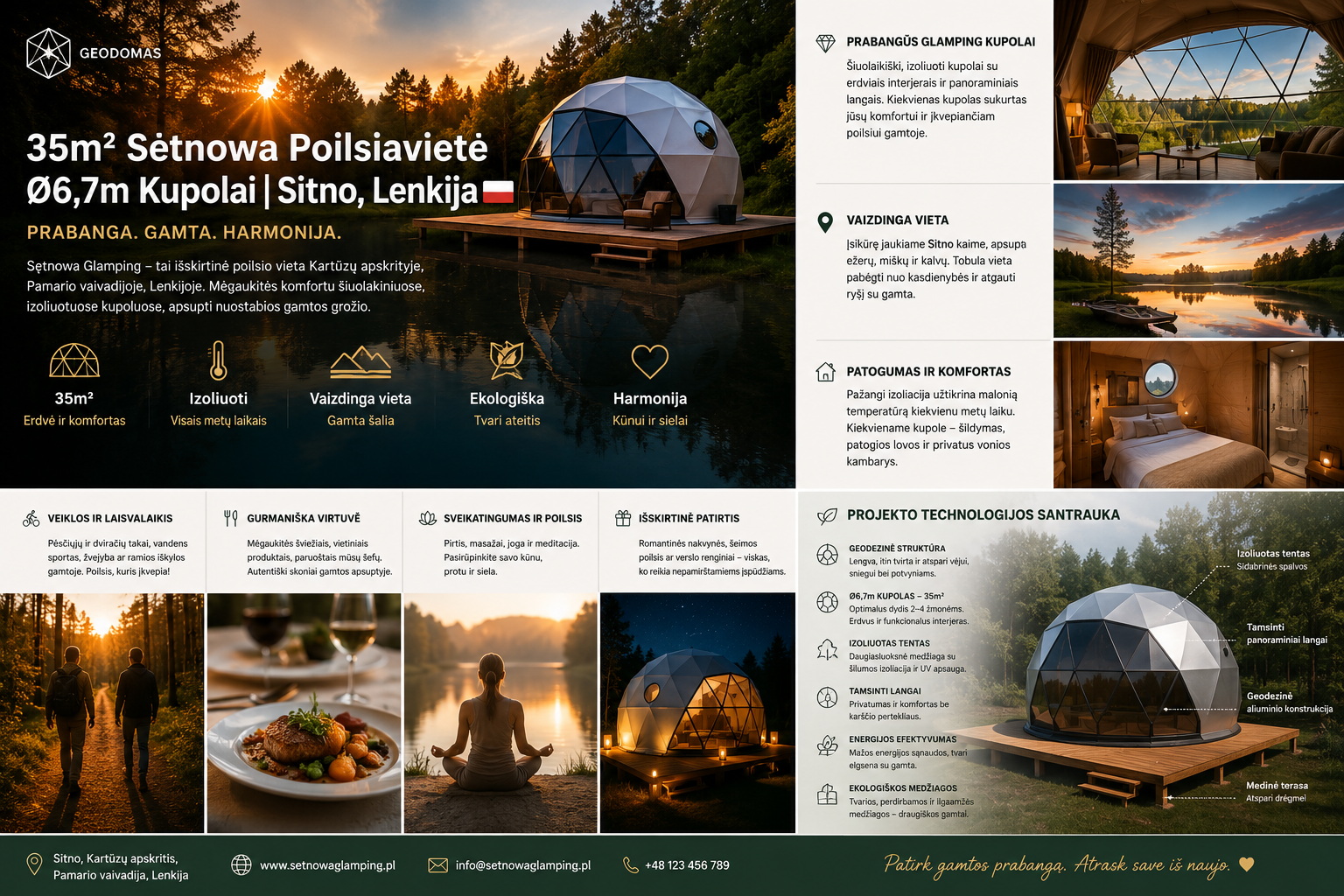 Glamping Apšiltinti kupolai | Privačiam ir Verslo Sektoriui | Daugiasluoksnė Membraninė Sieną | Naujovė !!!
