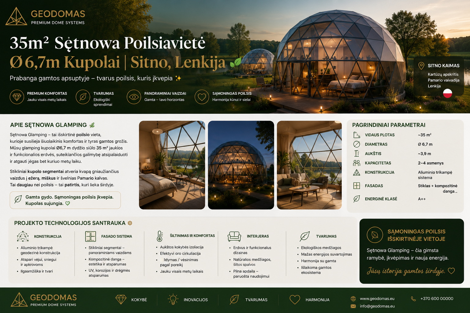 Glamping Apšiltinti kupolai | Privačiam ir Verslo Sektoriui | Daugiasluoksnė Membraninė Sieną | Naujovė !!!