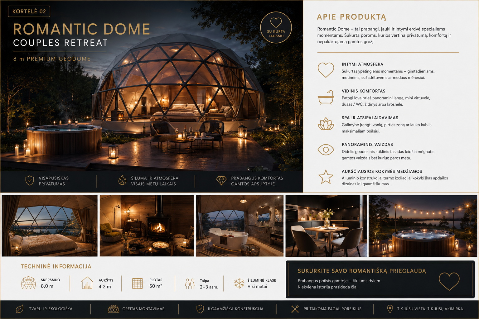 Glamping Apšiltinti kupolai | Privačiam ir Verslo Sektoriui | Daugiasluoksnė Membraninė Sieną | Naujovė !!!
