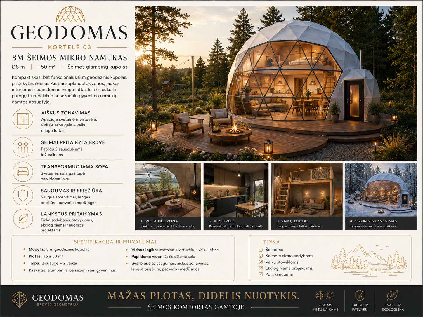 Glamping Apšiltinti kupolai | Privačiam ir Verslo Sektoriui | Daugiasluoksnė Membraninė Sieną | Naujovė !!!