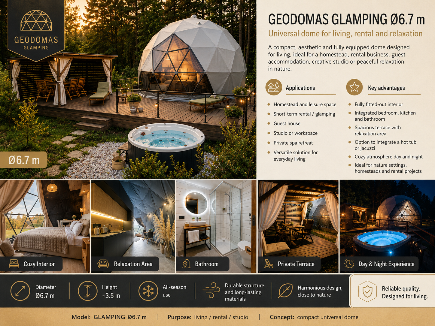 Glamping Apšiltinti kupolai | Privačiam ir Verslo Sektoriui | Daugiasluoksnė Membraninė Sieną | Naujovė !!!
